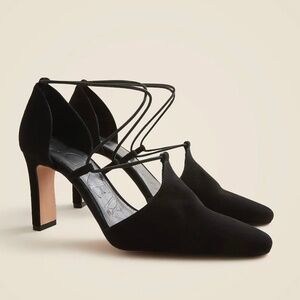 Made-in-Spain Jules cross-strap pumps in suede